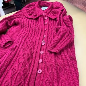 Merino Wool Aran Crafts Irish sweater car length coat/jacket